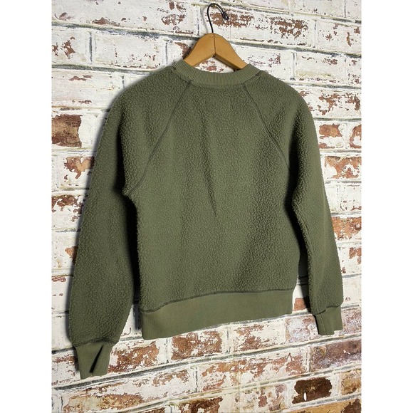Everlane The ReNew Fleece Olive Raglan Pullover Sweatshirt - Picture 9 of 9